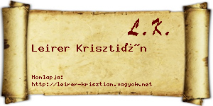 Leirer Krisztián névjegykártya